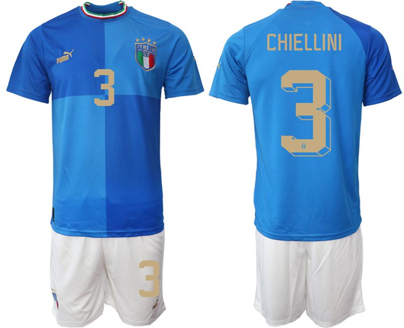 Men 2022 World Cup National Team Italy home blue 3 Soccer Jerseys